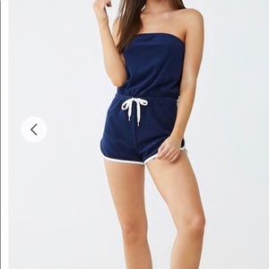 Blue and white romper